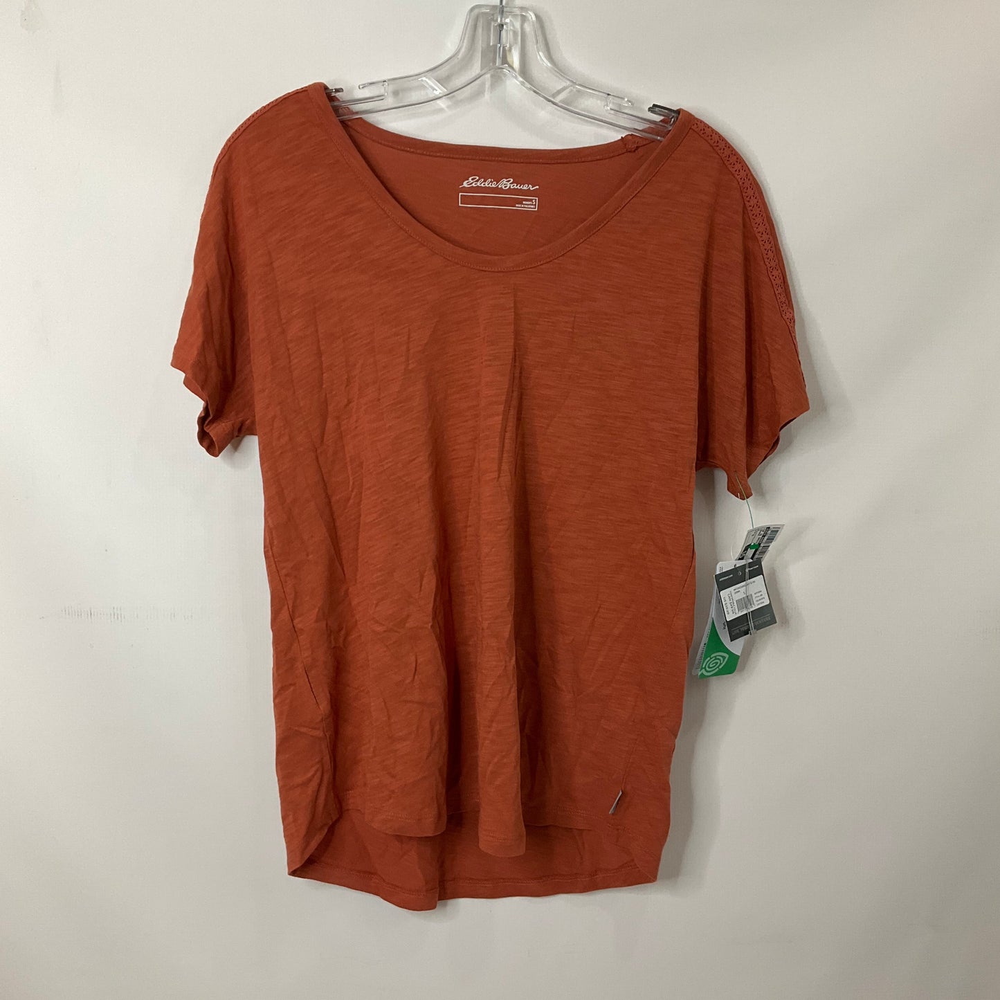 Orange Top Short Sleeve Basic Eddie Bauer, Size S