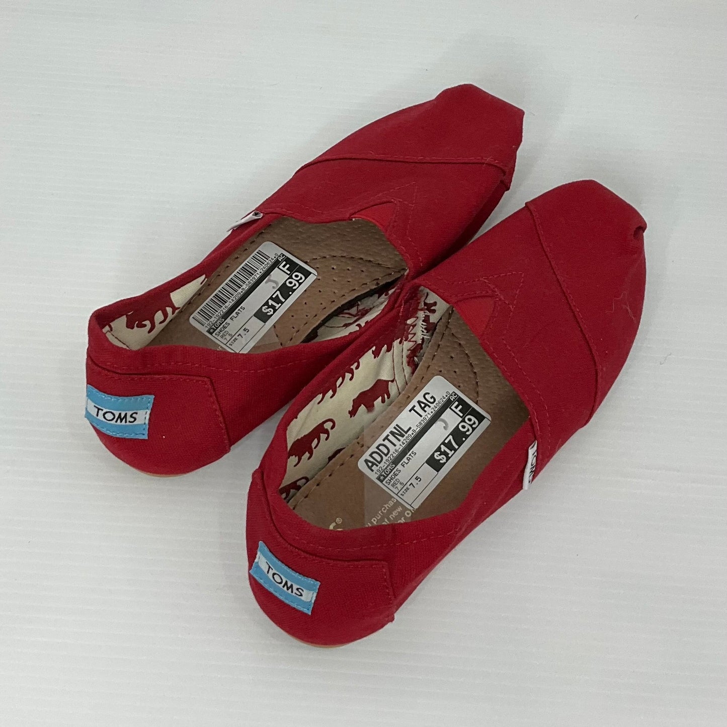 Red Shoes Flats Toms, Size 7.5