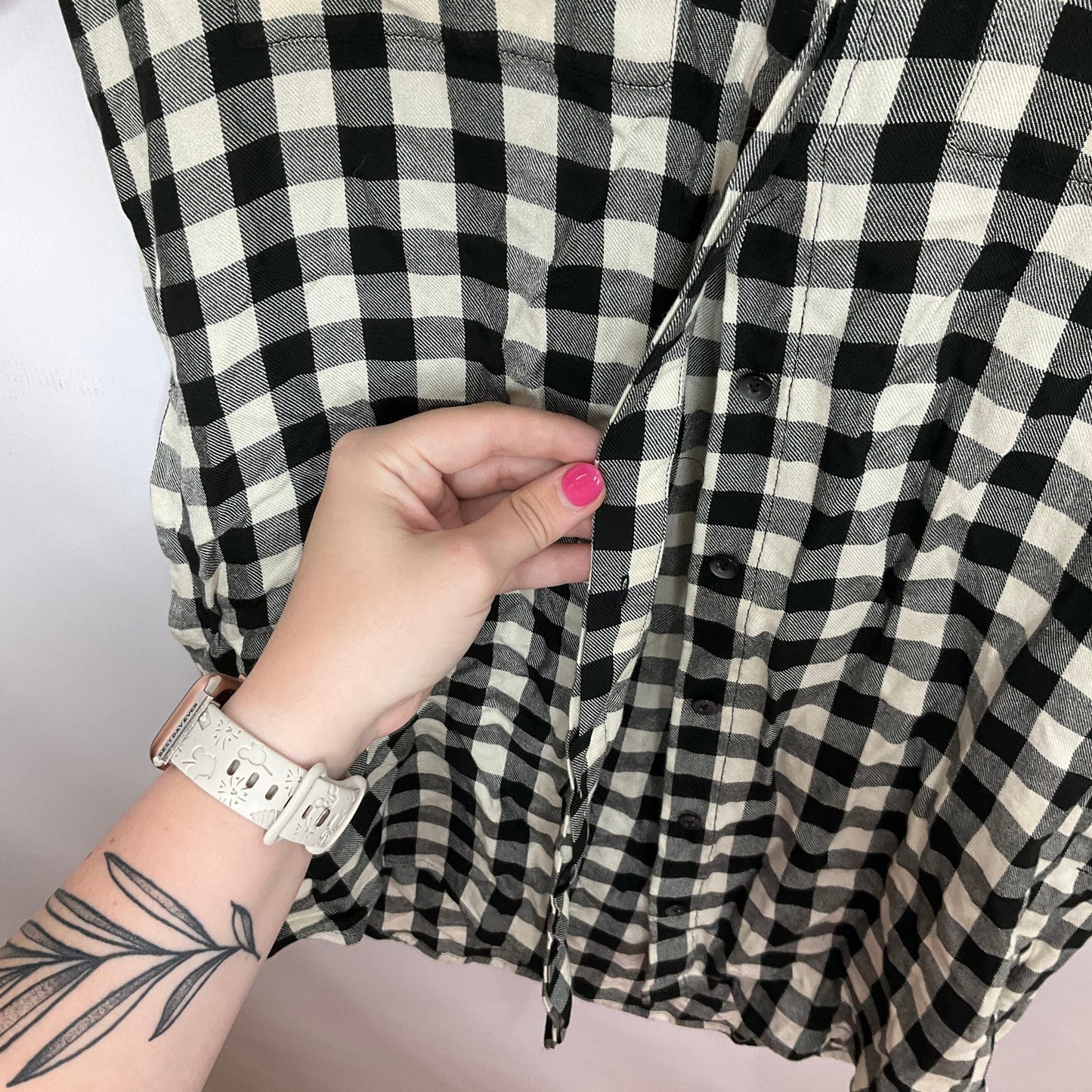 Plaid Pattern Top Short Sleeve Madewell, Size Xxs