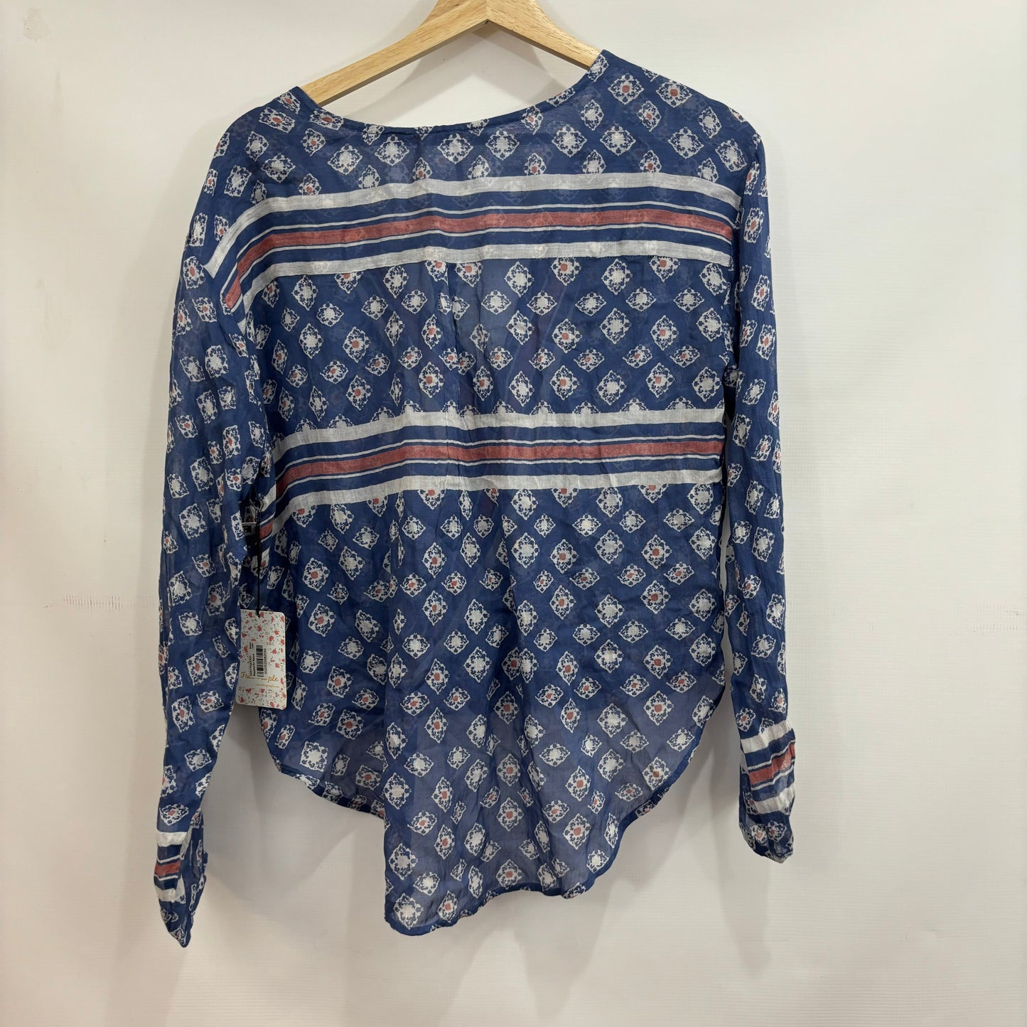 Blue & Red Top Long Sleeve Free People, Size Xs