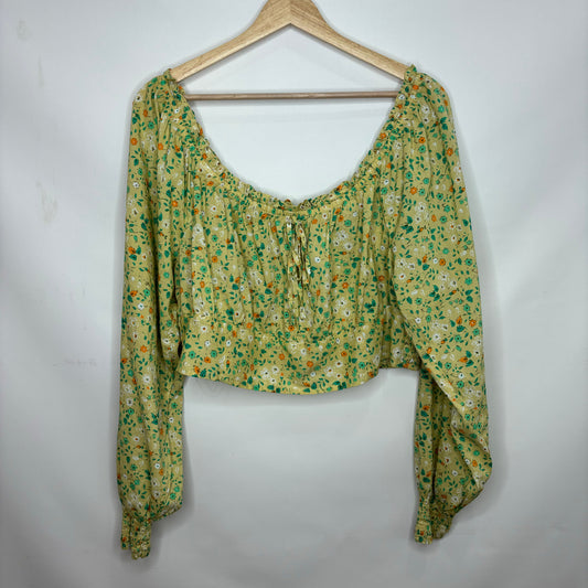 Floral Print Top Long Sleeve Aerie, Size Xl