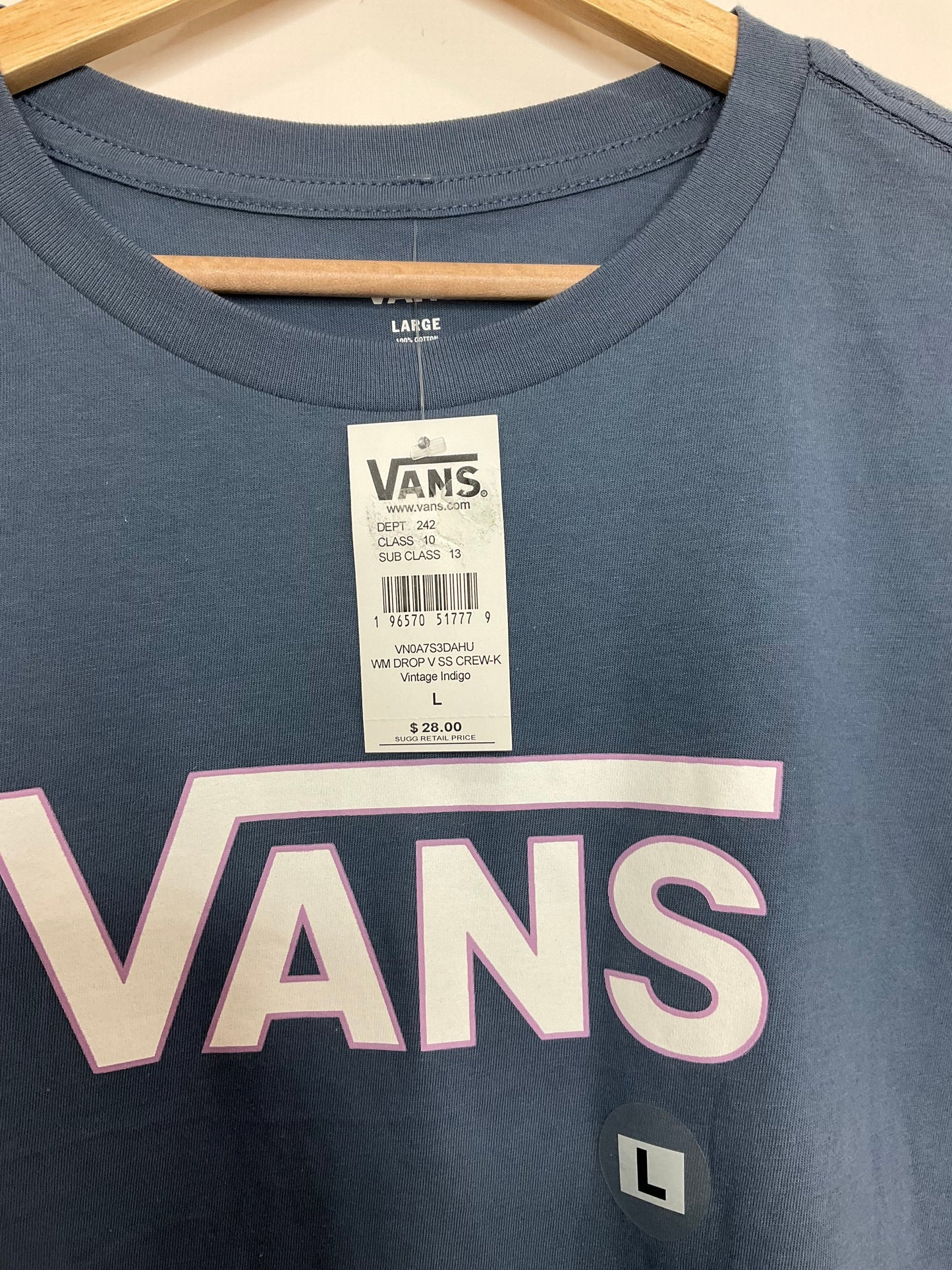 Blue Top Short Sleeve Basic Vans, Size L