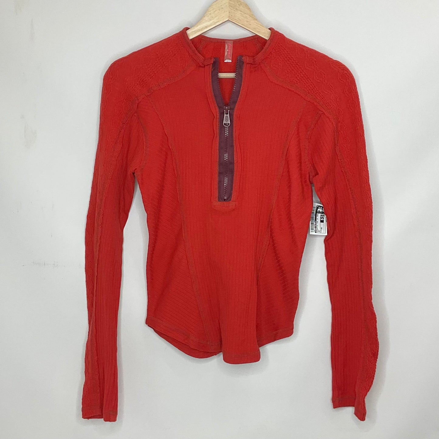 Red Athletic Top Long Sleeve Crewneck Free People, Size Xs