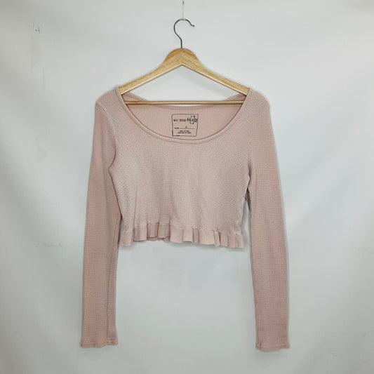 Top Long Sleeve By Free People In Pink, Size: S