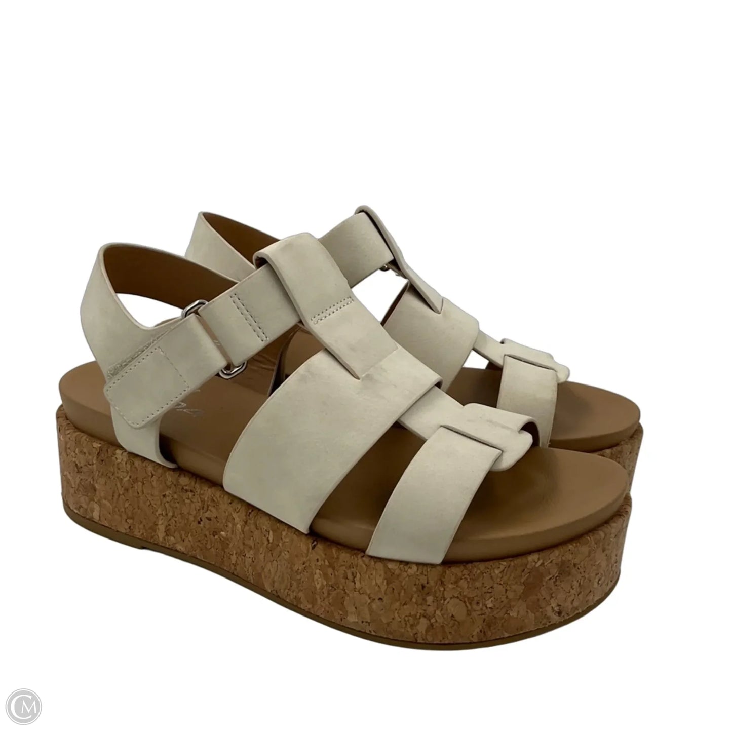 Sandals Heels Block By Soda In Brown & Cream, Size: 8