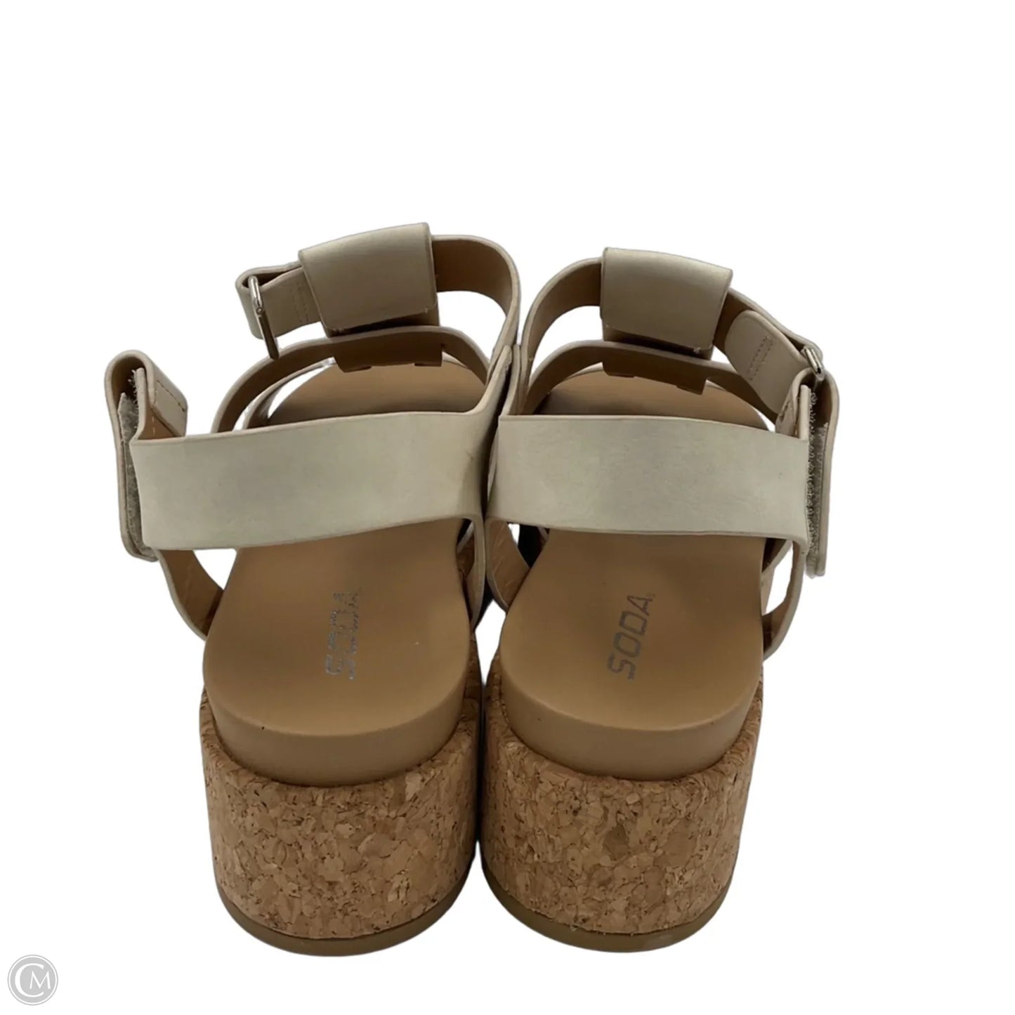 Sandals Heels Block By Soda In Brown & Cream, Size: 8