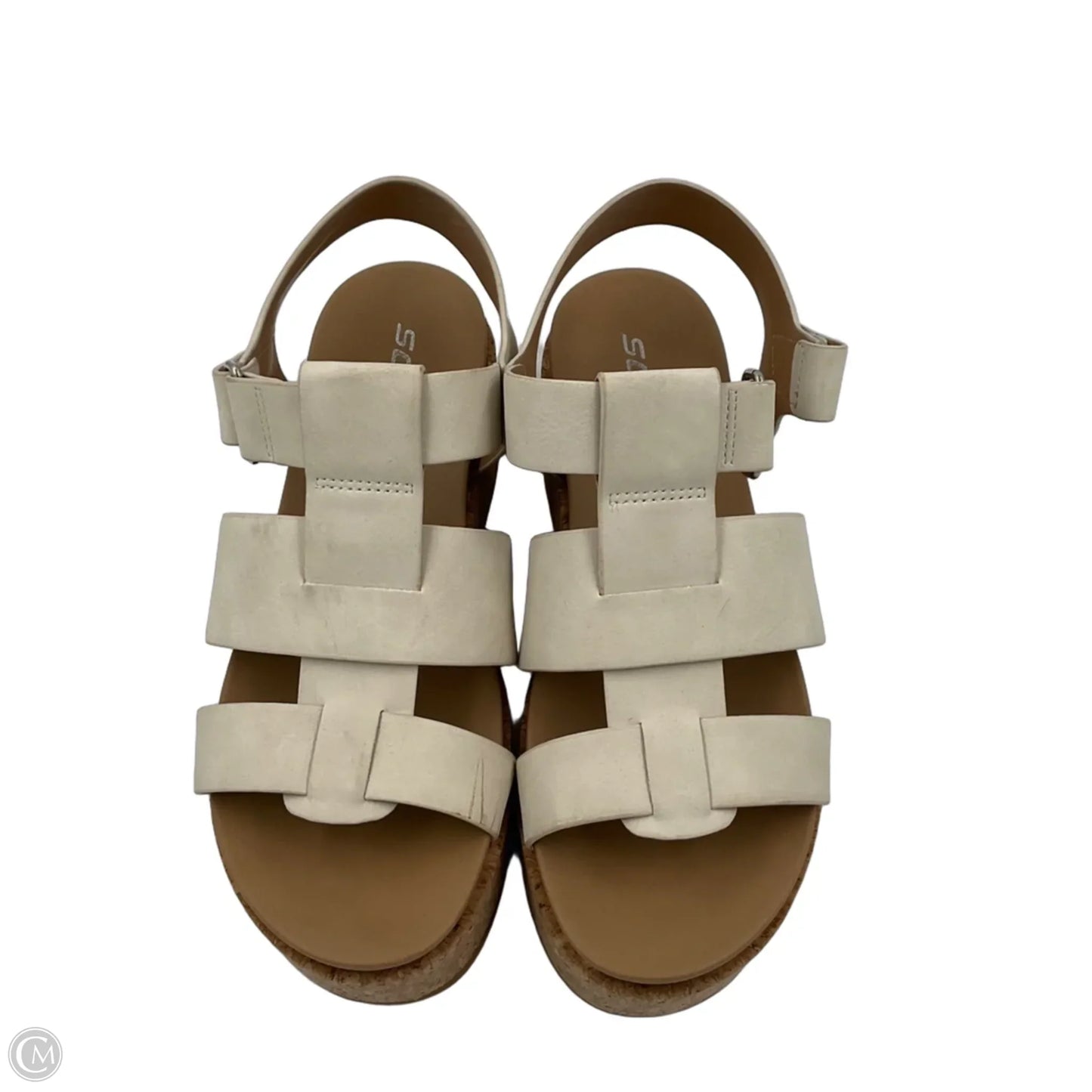Sandals Heels Block By Soda In Brown & Cream, Size: 8