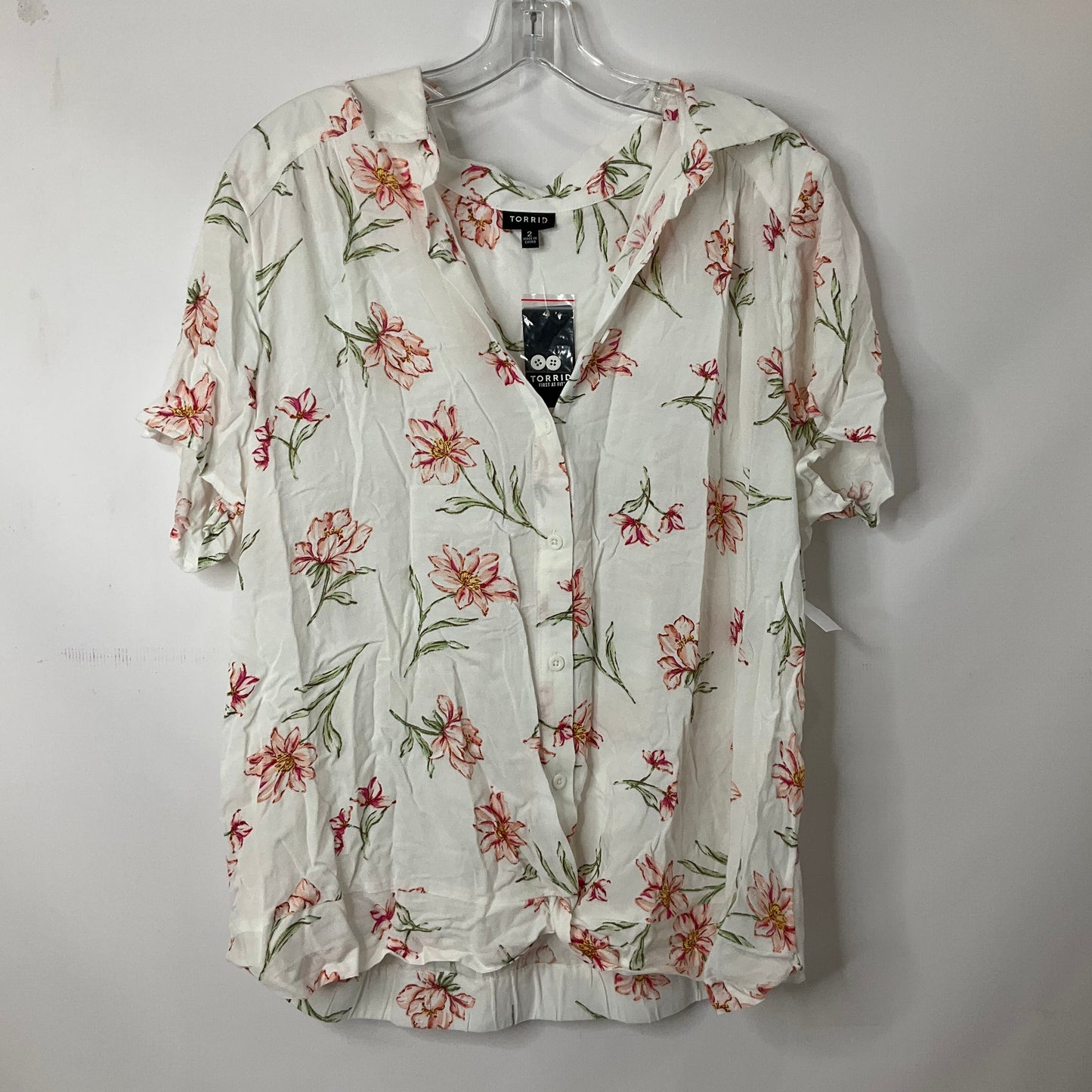 Floral Print Top Short Sleeve Torrid, Size 2x