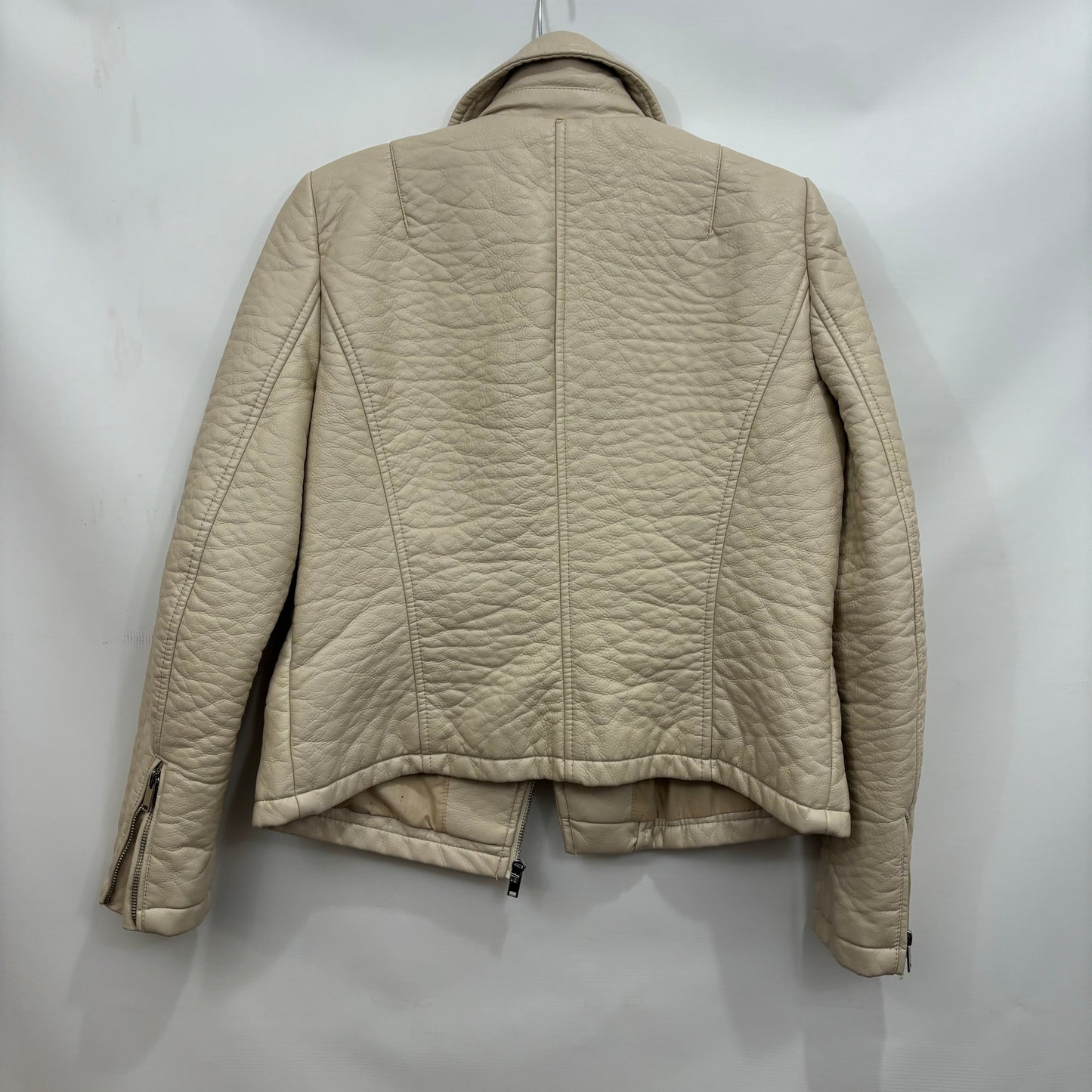 Jacket Moto By Zara Basic In Cream, Size: L