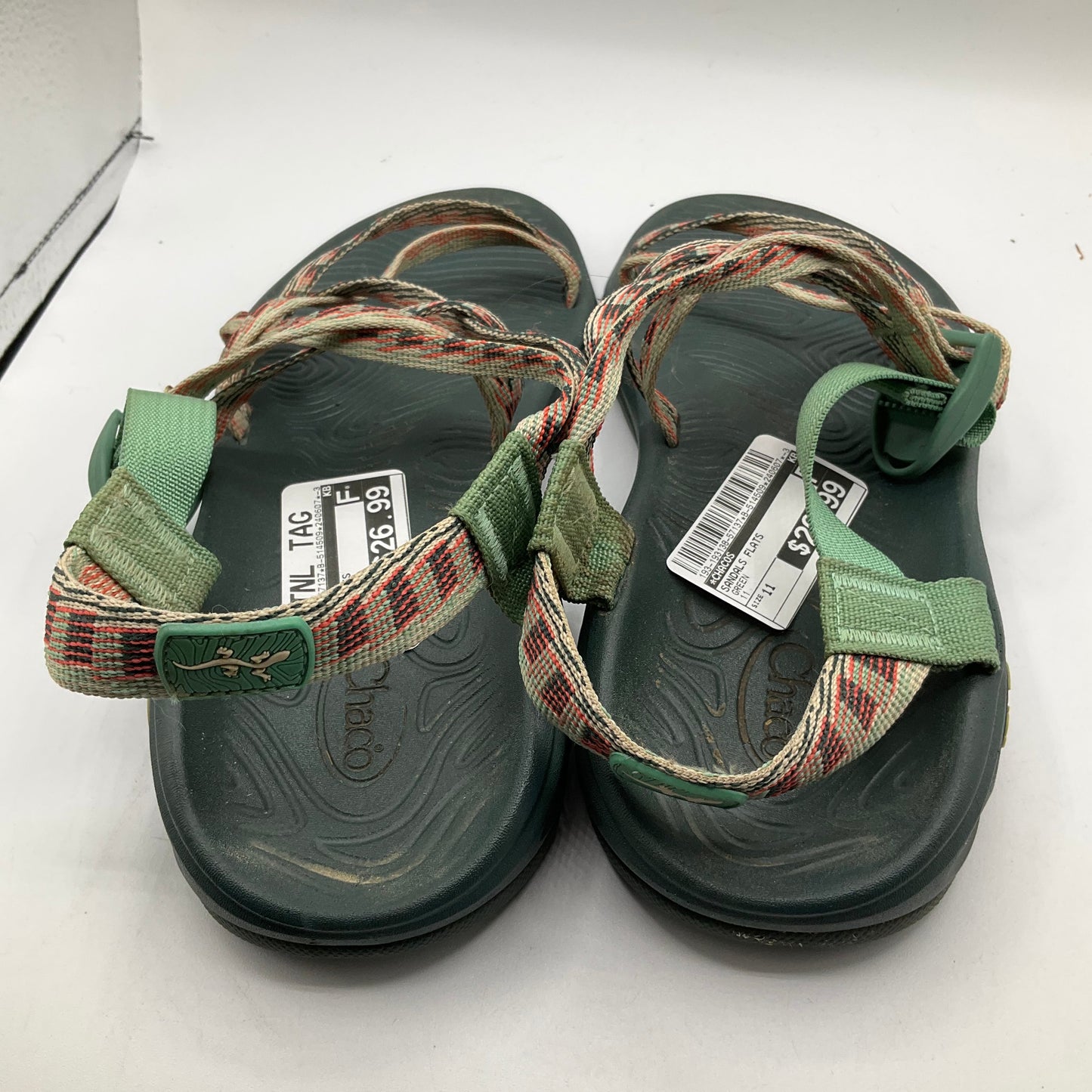 Green Sandals Flats Chacos, Size 11