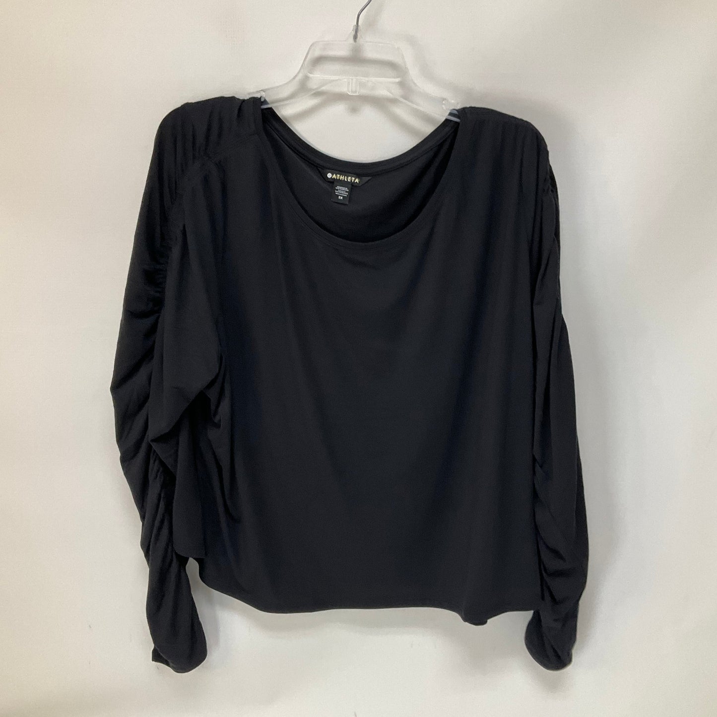 Black Athletic Top Long Sleeve Crewneck Athleta, Size 3x