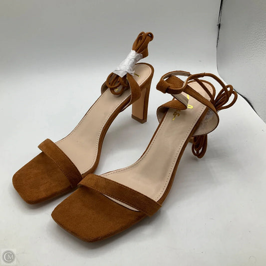 Sandals Heels Block By Lulus In Brown, Size: 11