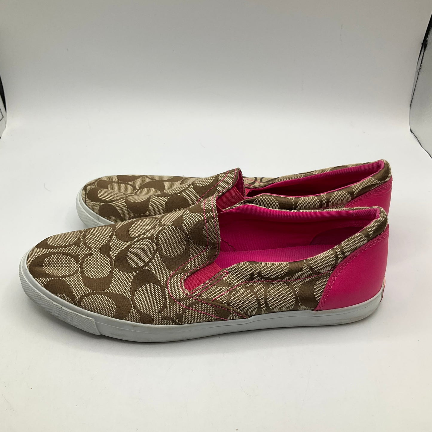 Brown & Pink Shoes Designer Coach, Size 8