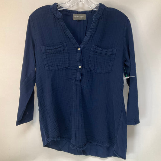 Top Long Sleeve By Michael Stars In Navy, Size: M