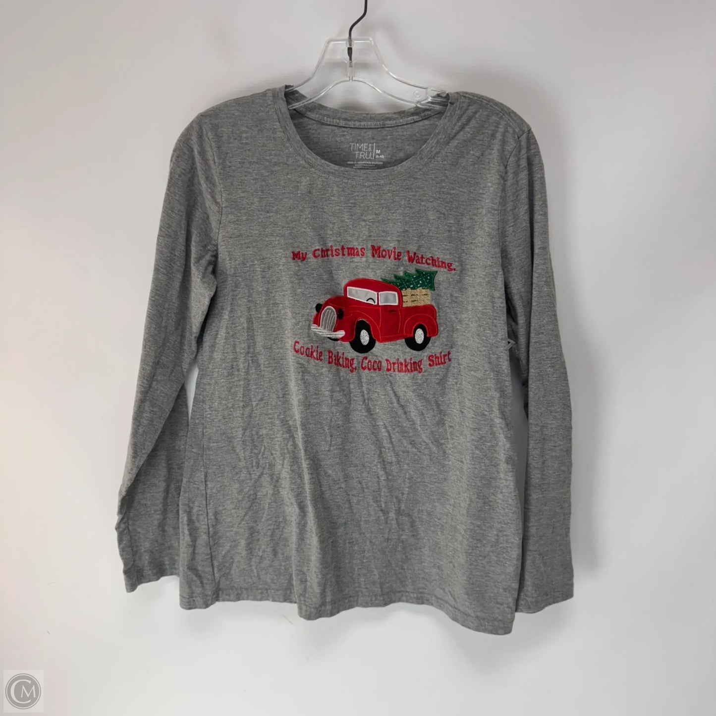 Top Long Sleeve Basic By Time And Tru In Grey, Size: M