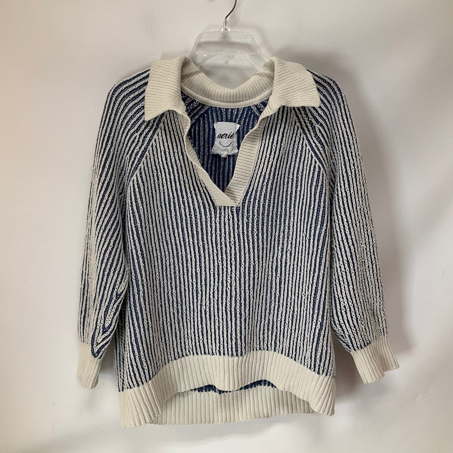 Sweater By Aerie In Blue & White, Size: M