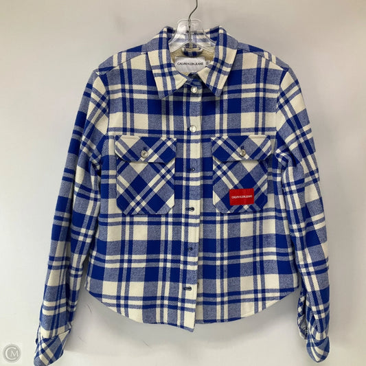 Jacket Shirt By Calvin Klein In Blue, Size: S