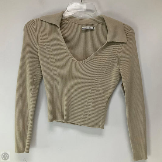 Top Long Sleeve By Abercrombie And Fitch In Beige, Size: M
