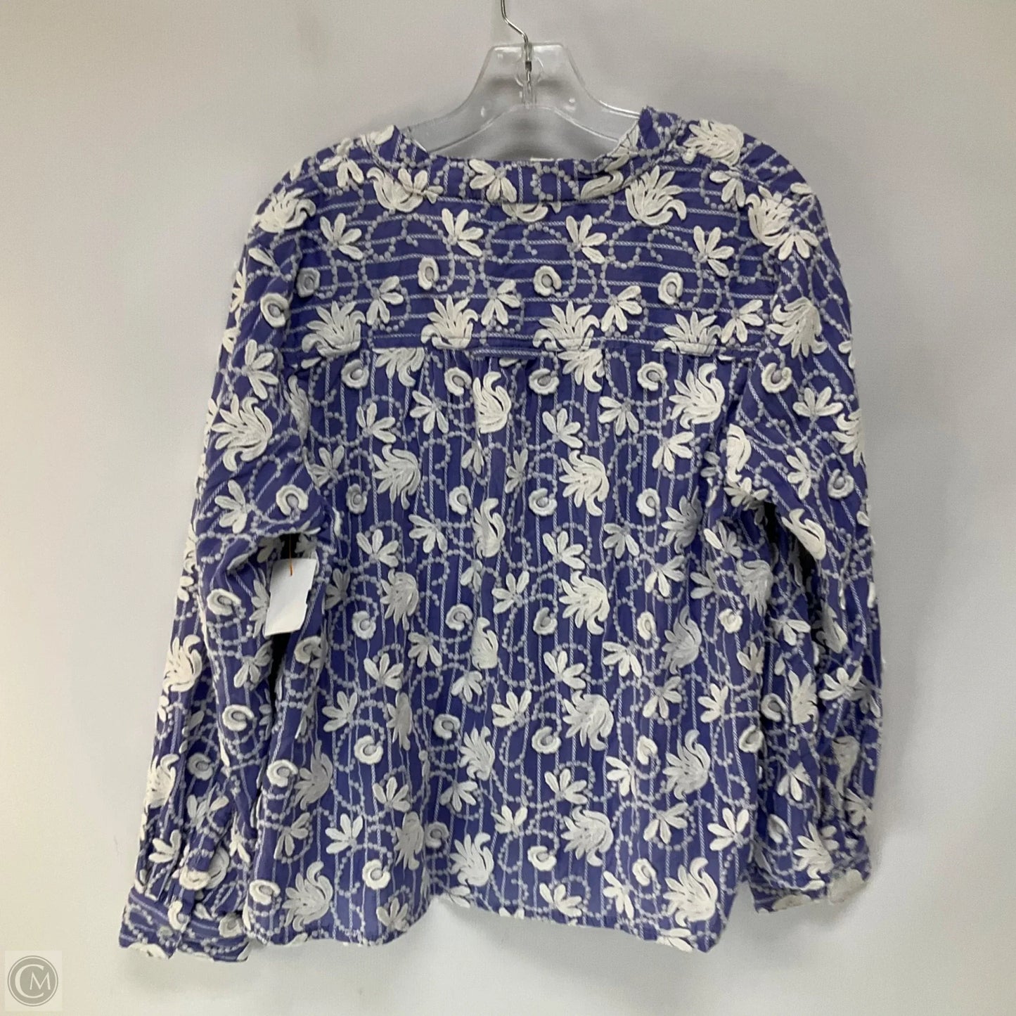 Top Long Sleeve By Pilcro In Blue & White, Size: M