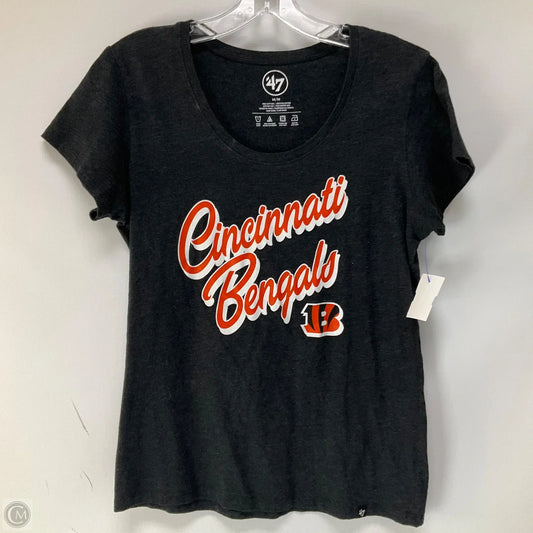 Athletic Top Short Sleeve By Cme In Grey & Orange, Size: M