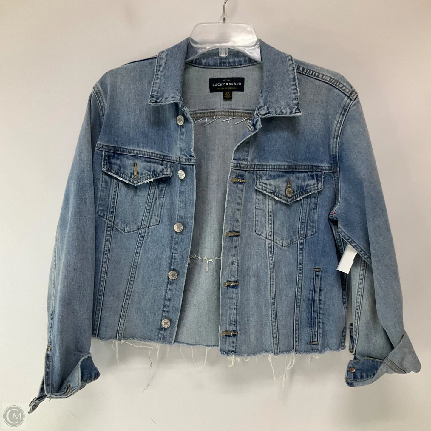Jacket Denim By Lucky Brand In Blue Denim, Size: L