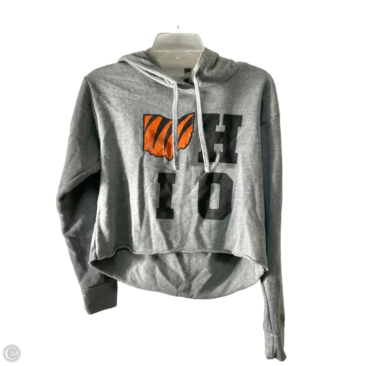 Athletic Top Long Sleeve Hoodie By Next Level In Grey & Orange, Size: M