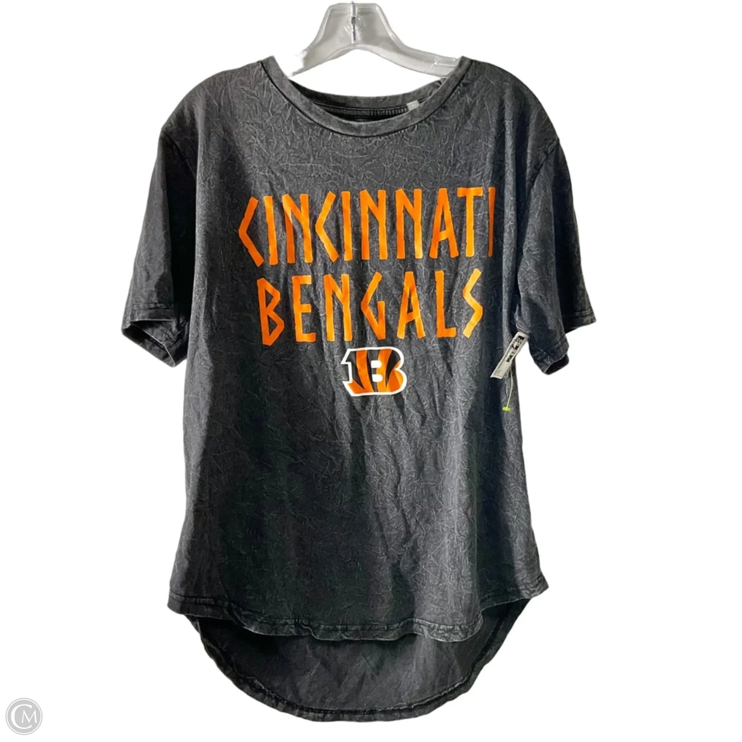 Athletic Top Short Sleeve By Cme In Grey & Orange, Size: L
