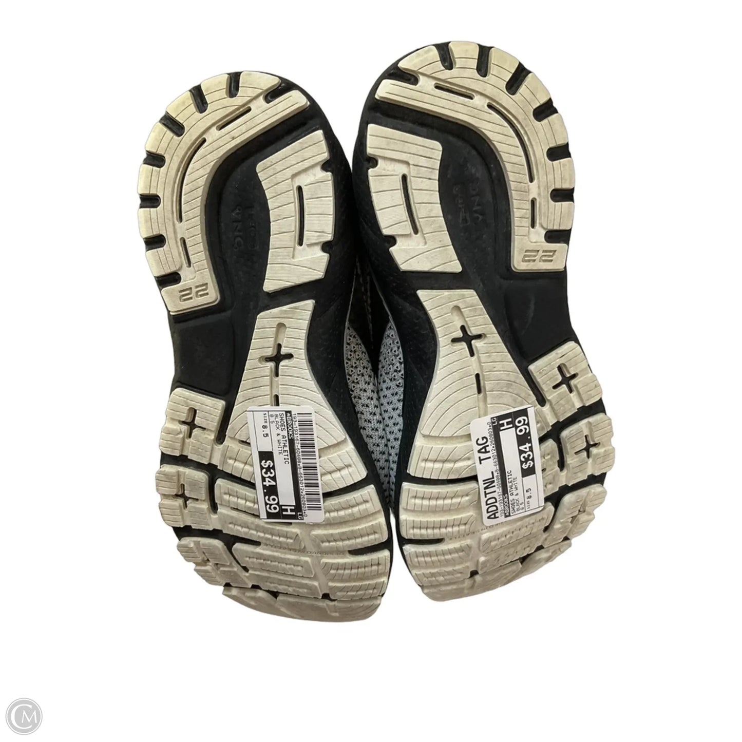 Shoes Athletic By Brooks In Black & White, Size: 8.5