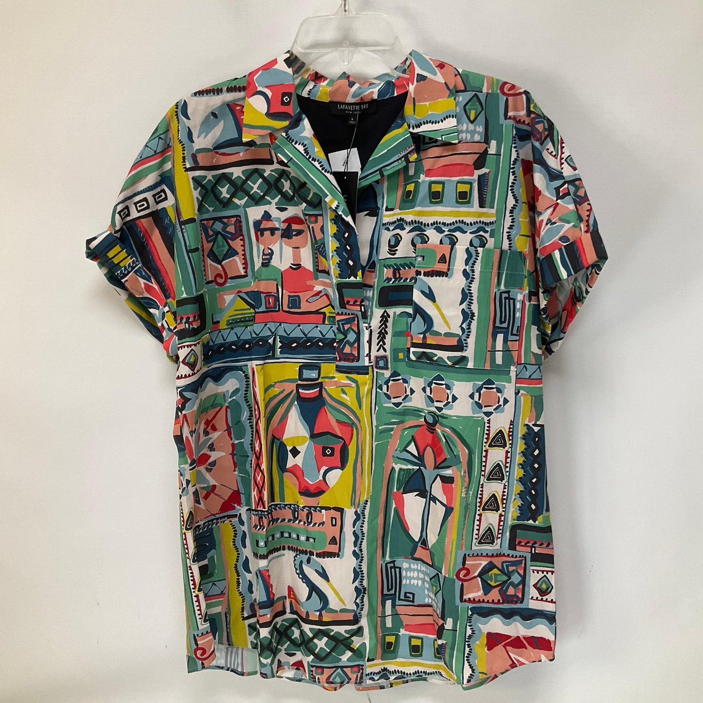 Multi-colored Top Short Sleeve Lafayette 148, Size L