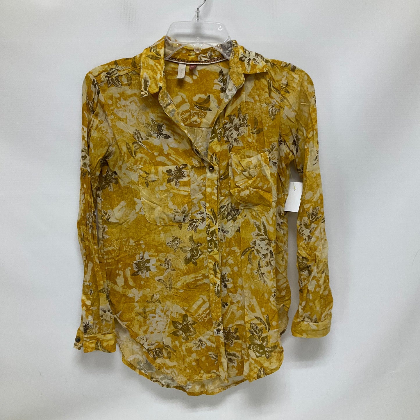 Top Long Sleeve By Pilcro In Yellow, Size: Xxs