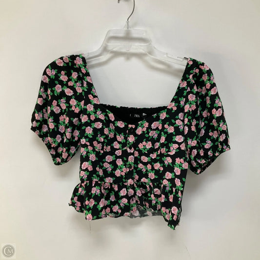 Top Short Sleeve By Zara In Floral Print, Size: Xs
