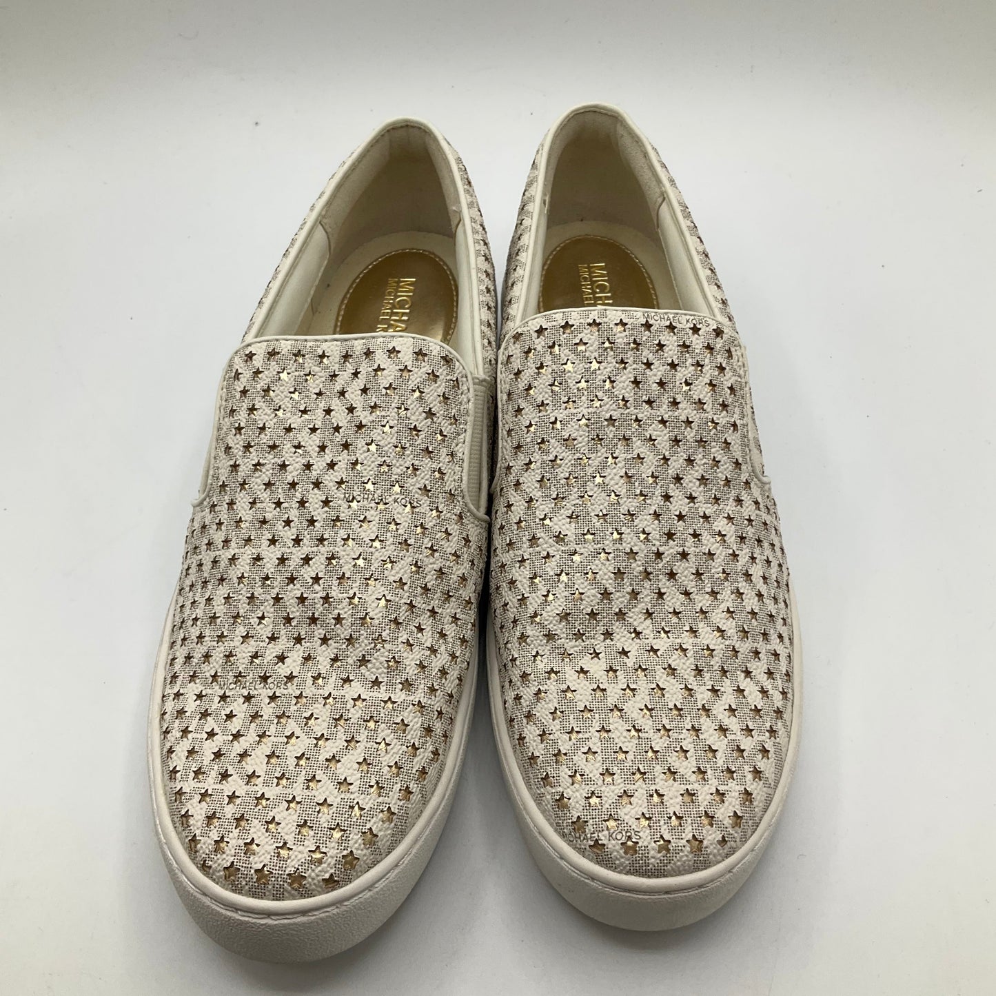 Shoes Sneakers By Michael By Michael Kors In Gold & White, Size: 9