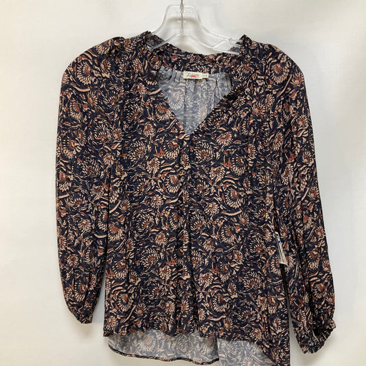 Top Long Sleeve By Faherty In Blue & Brown, Size: Xs