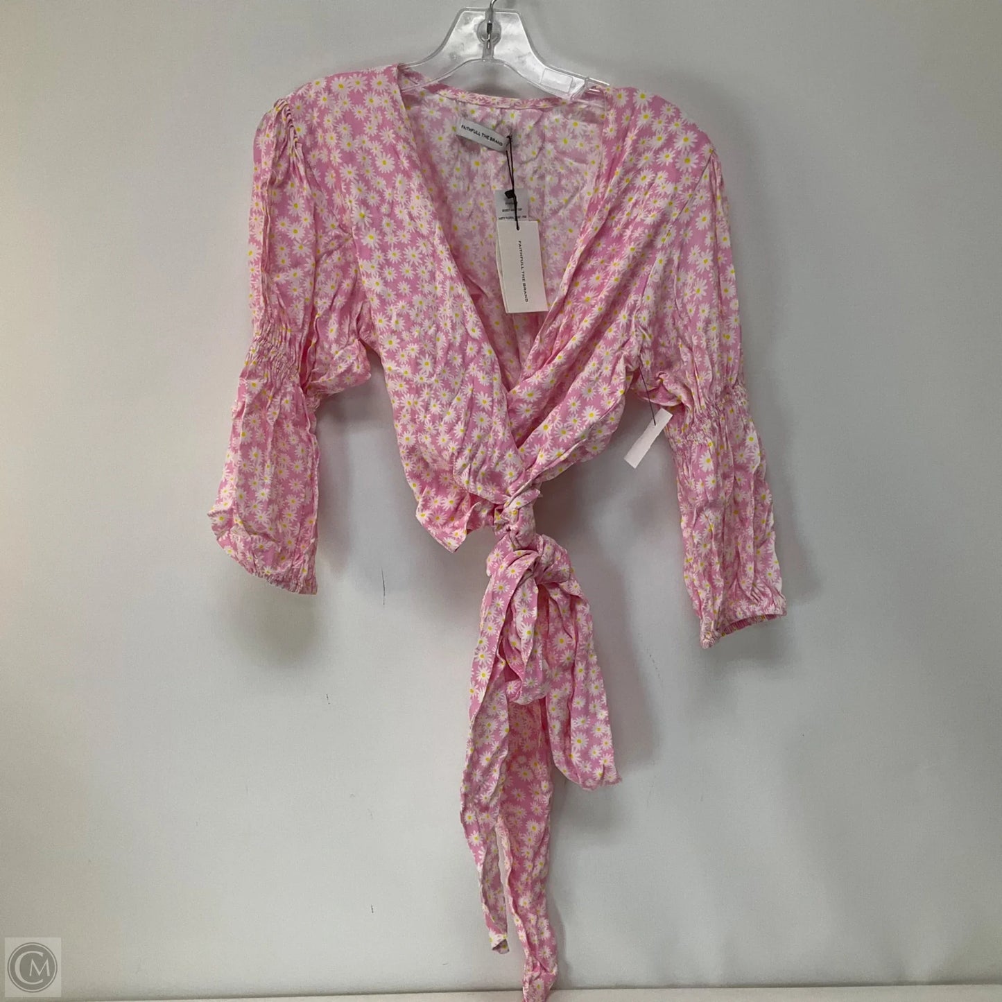 Top Long Sleeve By Faithfull The Brand In Pink & Yellow, Size: L