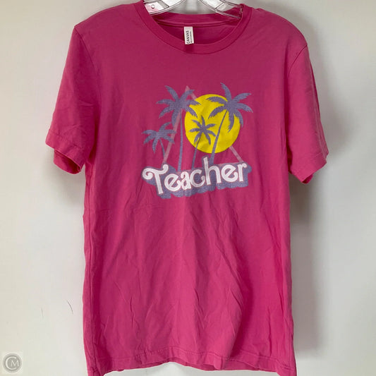 Top Short Sleeve By Bella + Canvas In Pink & Purple, Size: M