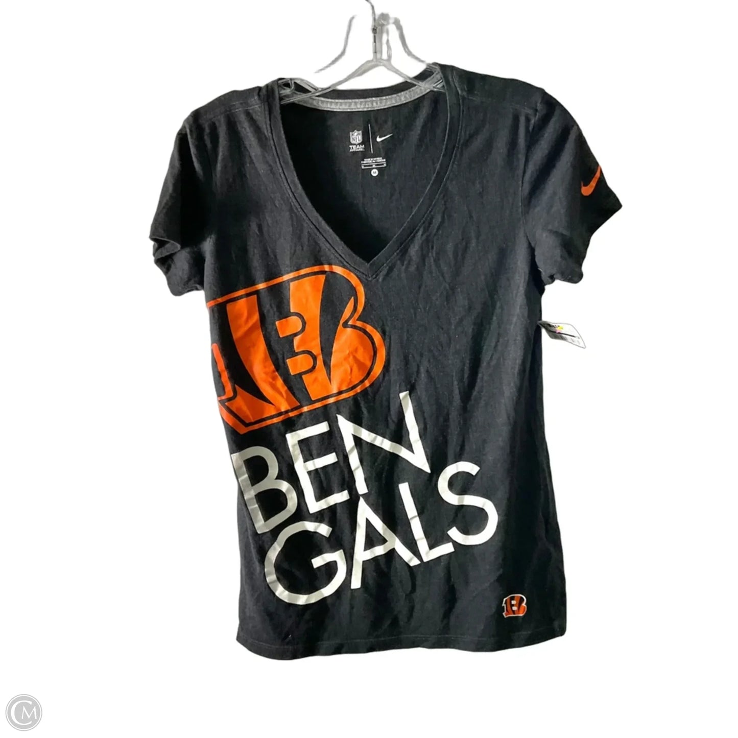Athletic Top Short Sleeve By Nfl In Grey & Orange, Size: M