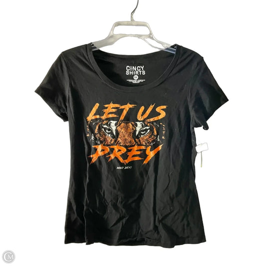 Athletic Top Short Sleeve By Cmc In Black & Orange, Size: M