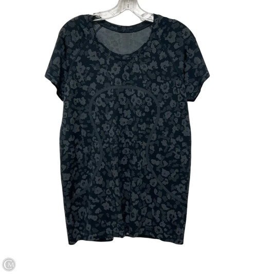 Athletic Top Short Sleeve By Lululemon In Black & Grey, Size: 14