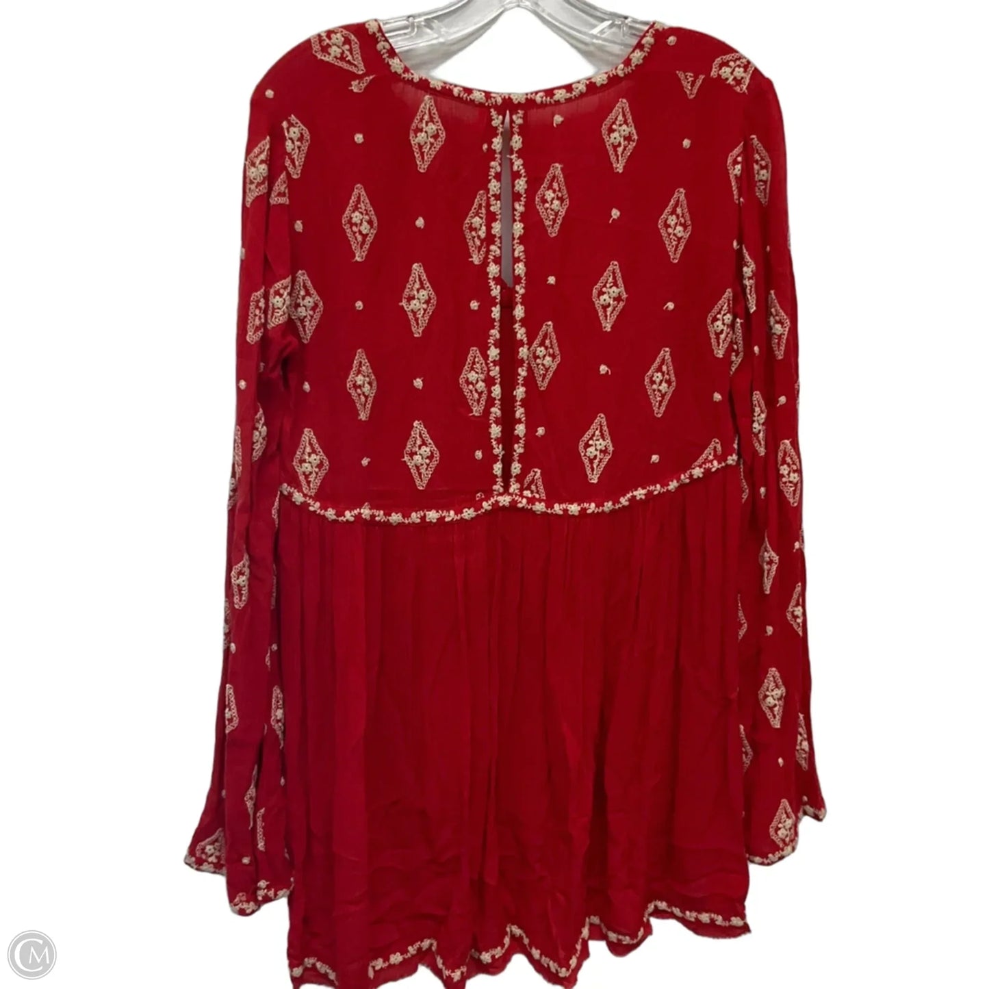 Top Long Sleeve By Free People In Red & White, Size: Xs