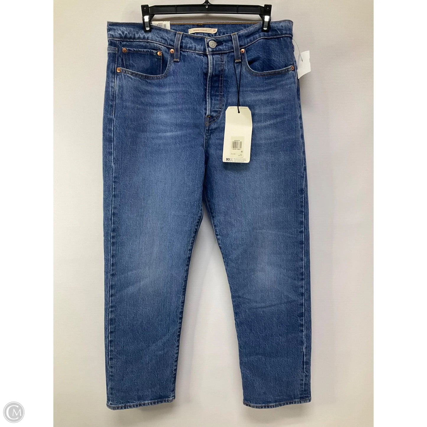 Jeans Straight By Levis In Blue Denim, Size: 12