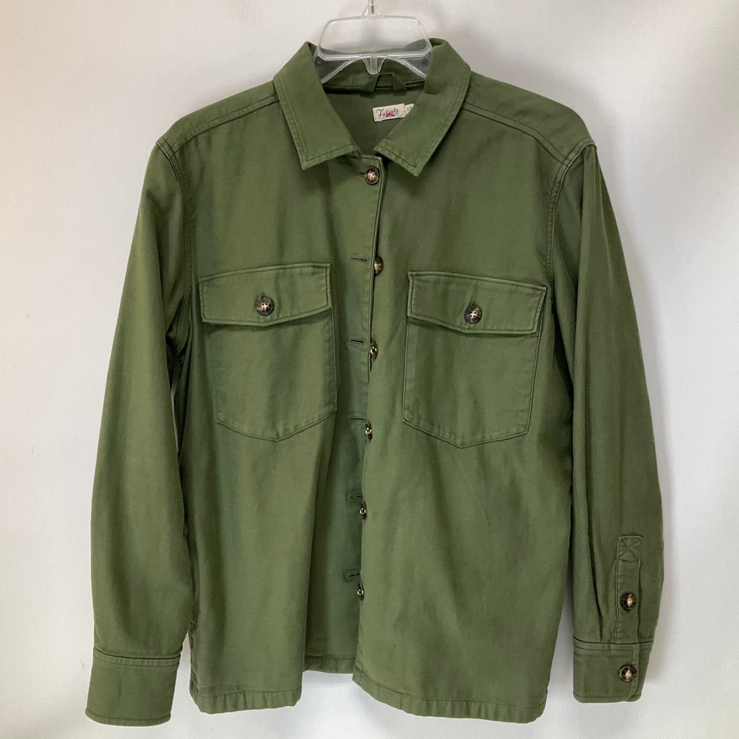 Jacket Shirt By Faherty In Green, Size: S