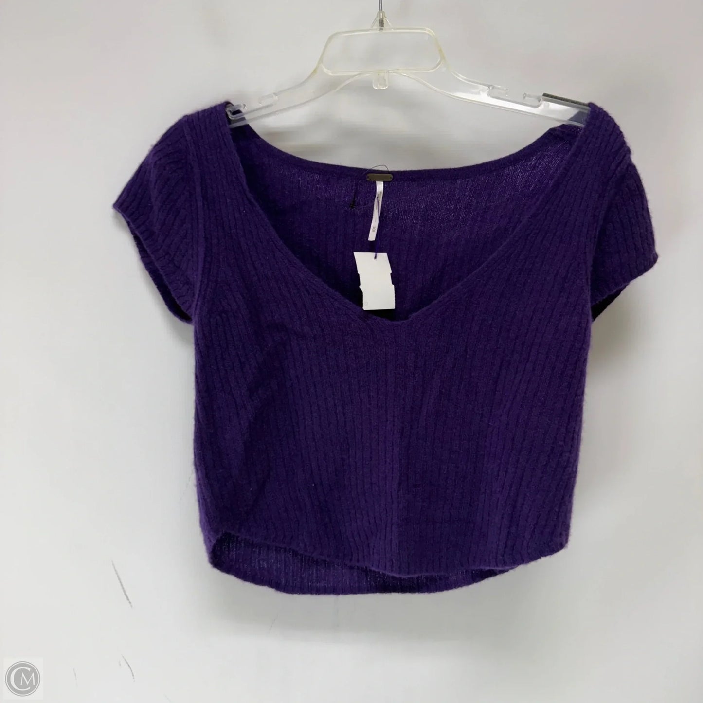 Top Short Sleeve By Free Assembly In Purple, Size: M