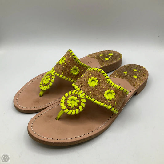 Sandals Flats By Jack Rogers In Green & Tan, Size: 9.5