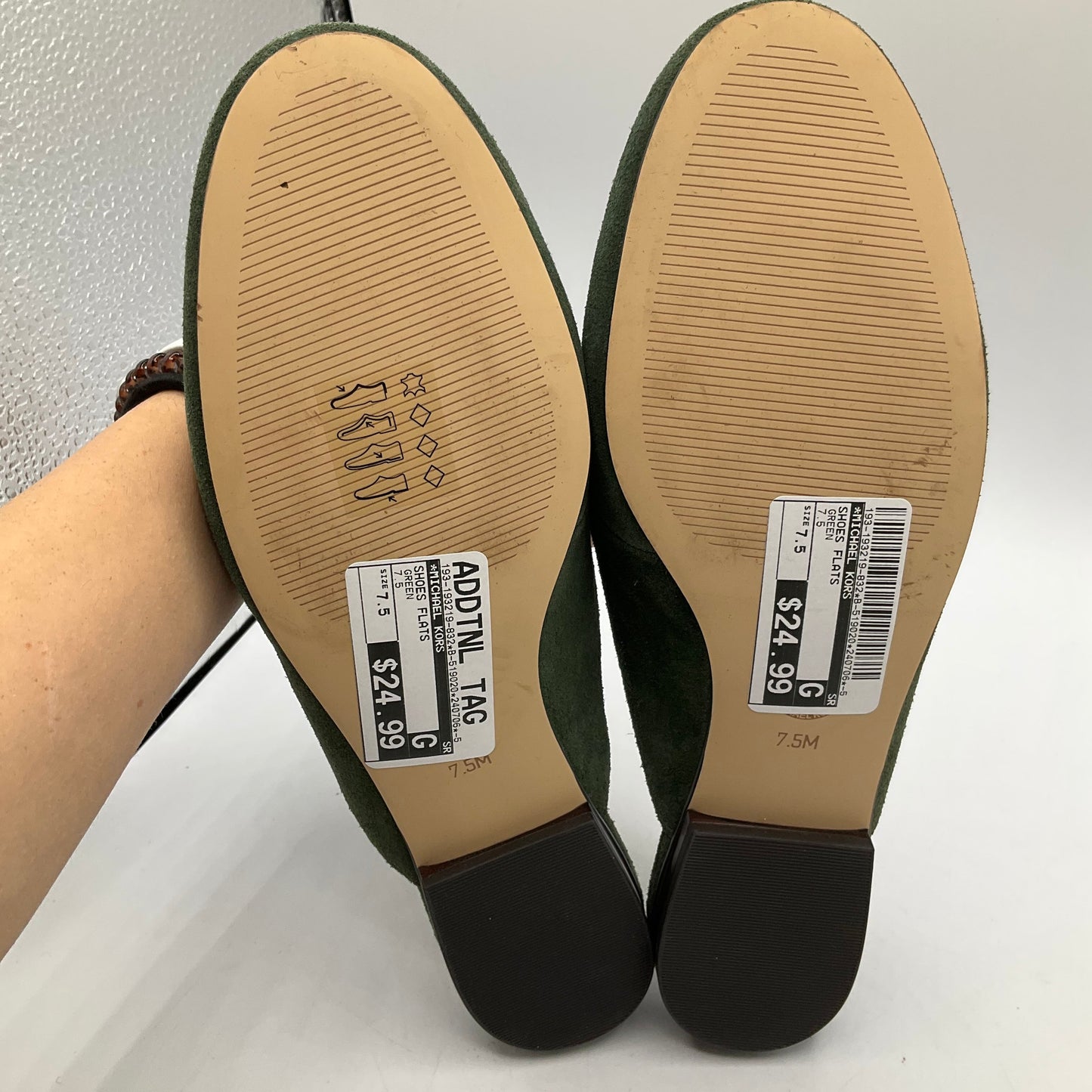 Green Shoes Flats Michael Kors, Size 7.5