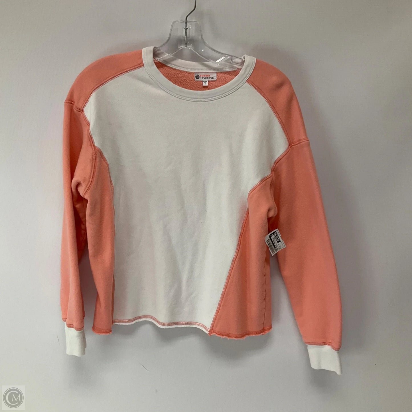 Sweatshirt Crewneck By Sundry In Pink & White, Size: M