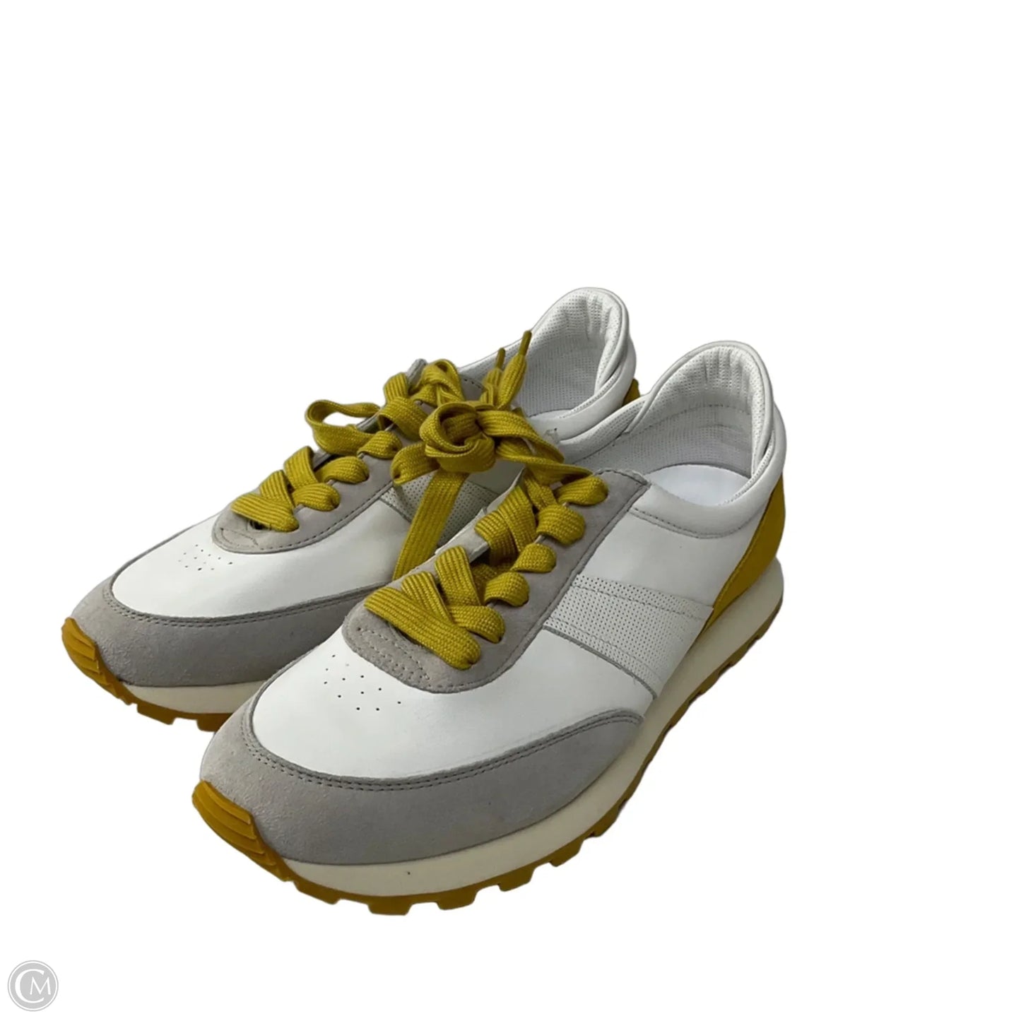Shoes Sneakers By Cma In White & Yellow, Size: 9.5