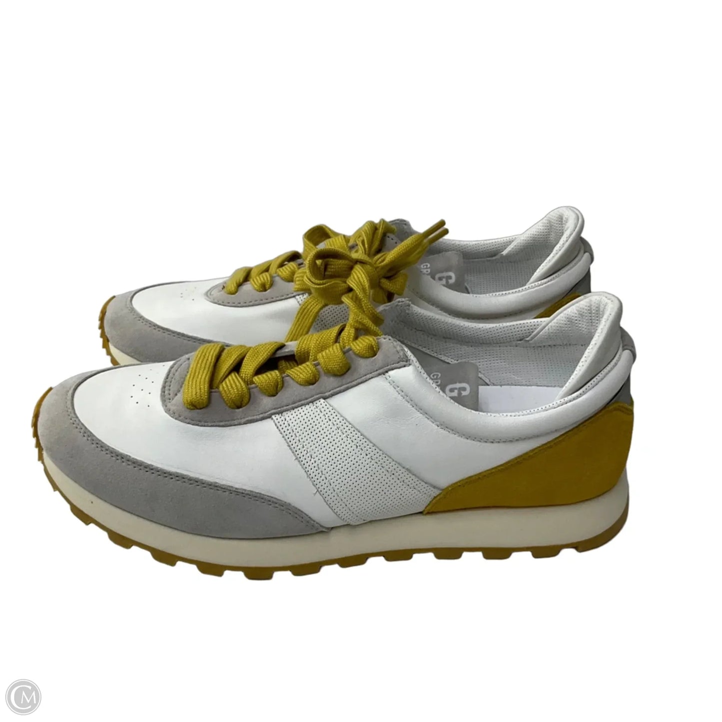 Shoes Sneakers By Cma In White & Yellow, Size: 9.5