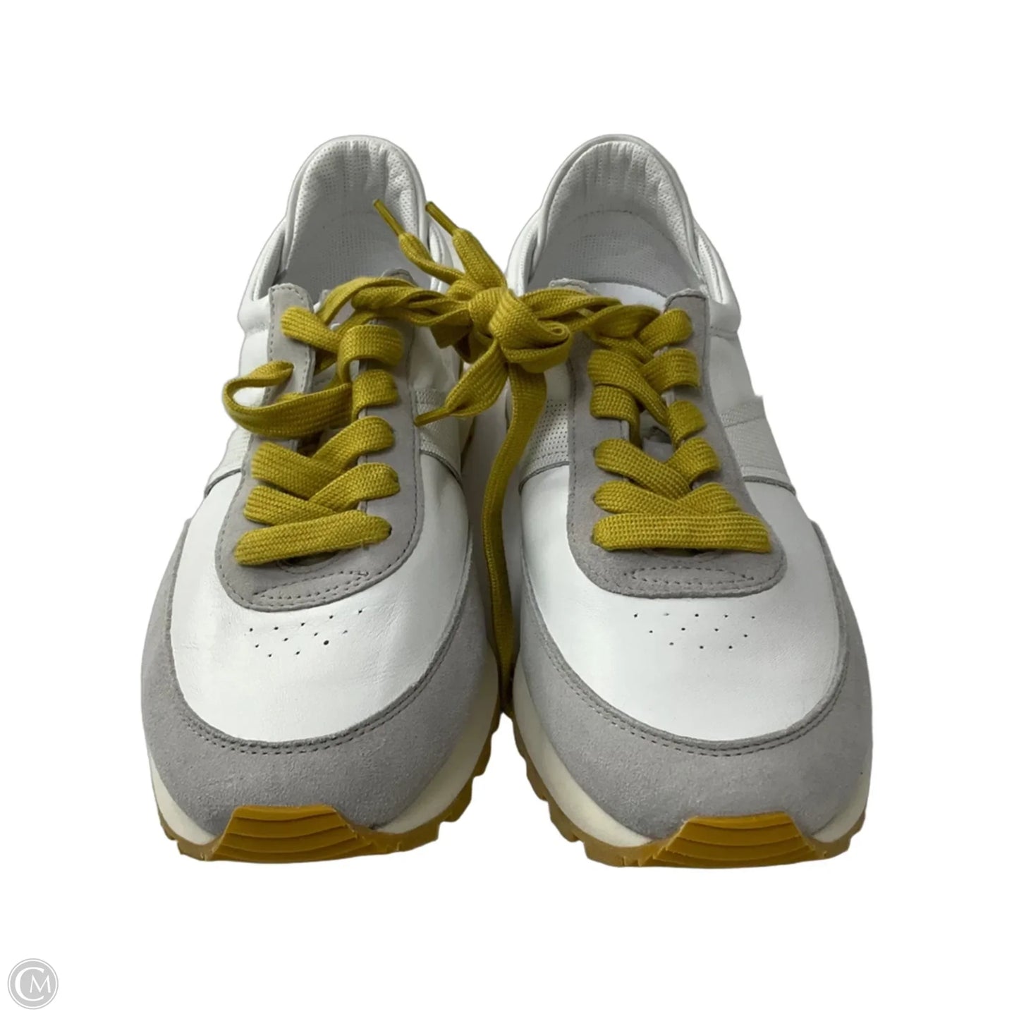 Shoes Sneakers By Cma In White & Yellow, Size: 9.5