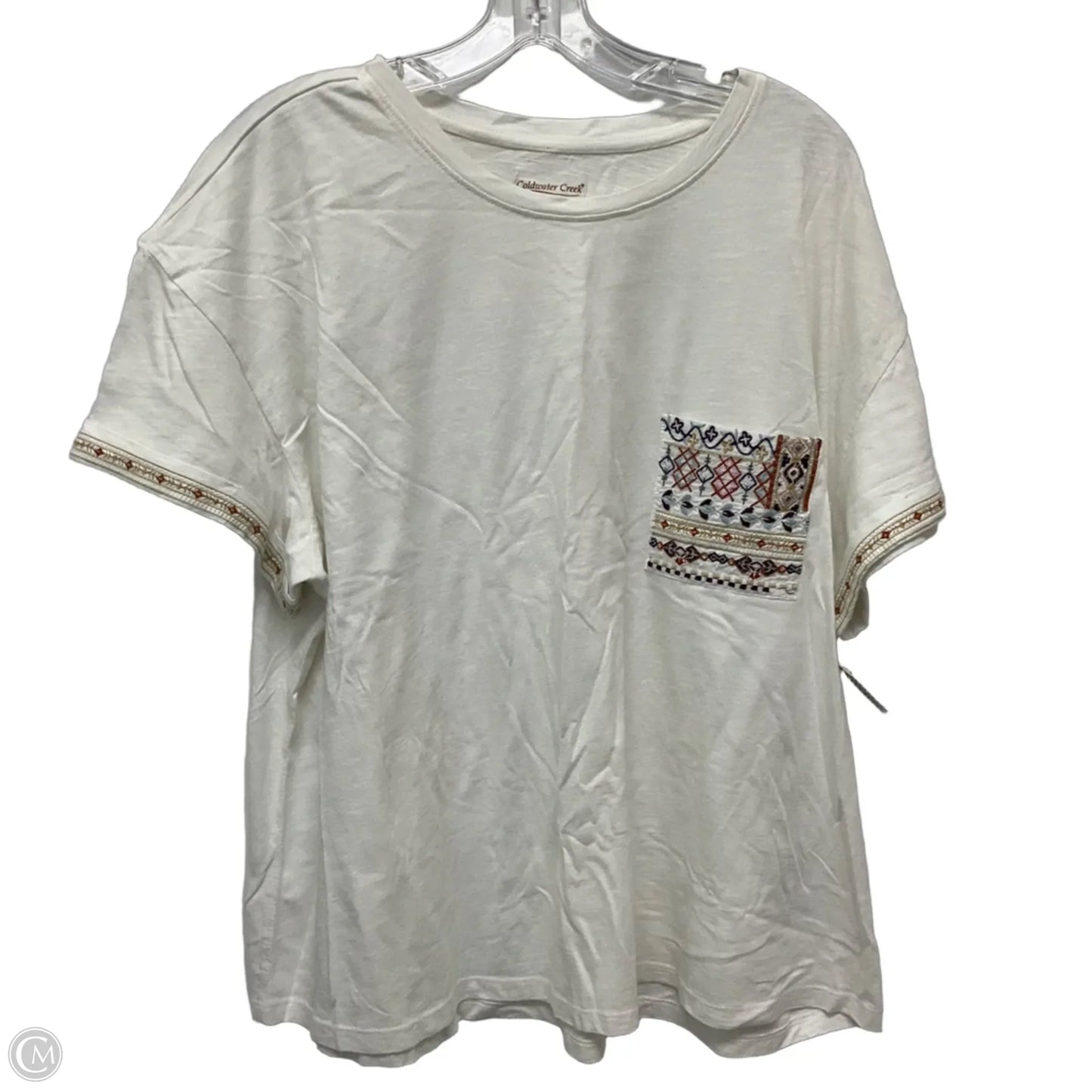 Top Short Sleeve By Coldwater Creek In Cream, Size: 2x