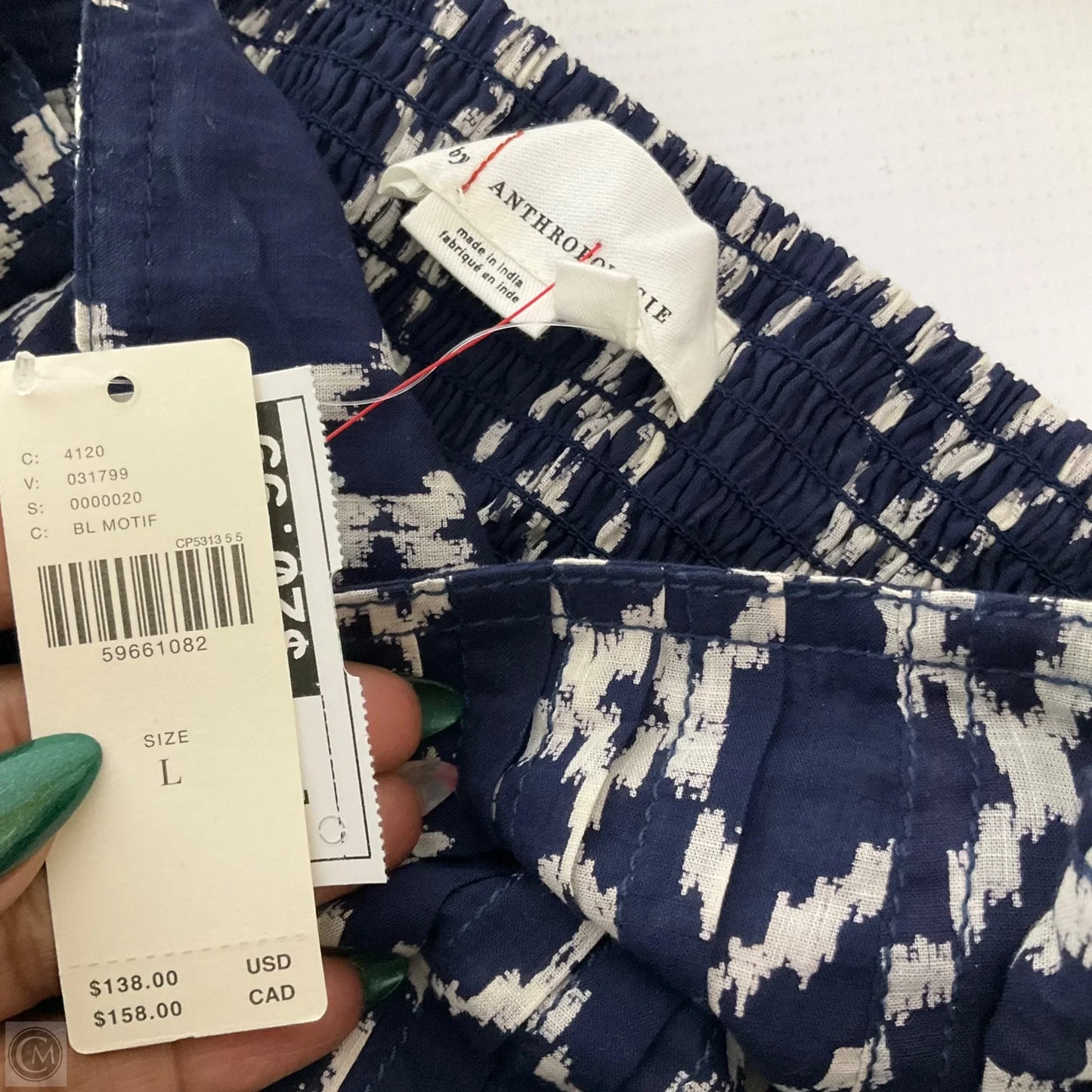 Skirt Mini & Short By Anthropologie In Blue & White, Size: L